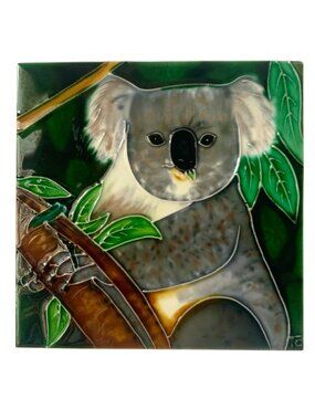 Koala Bear Porcelain Tile Wall Plaque Tabletop Display Artist Signed TC